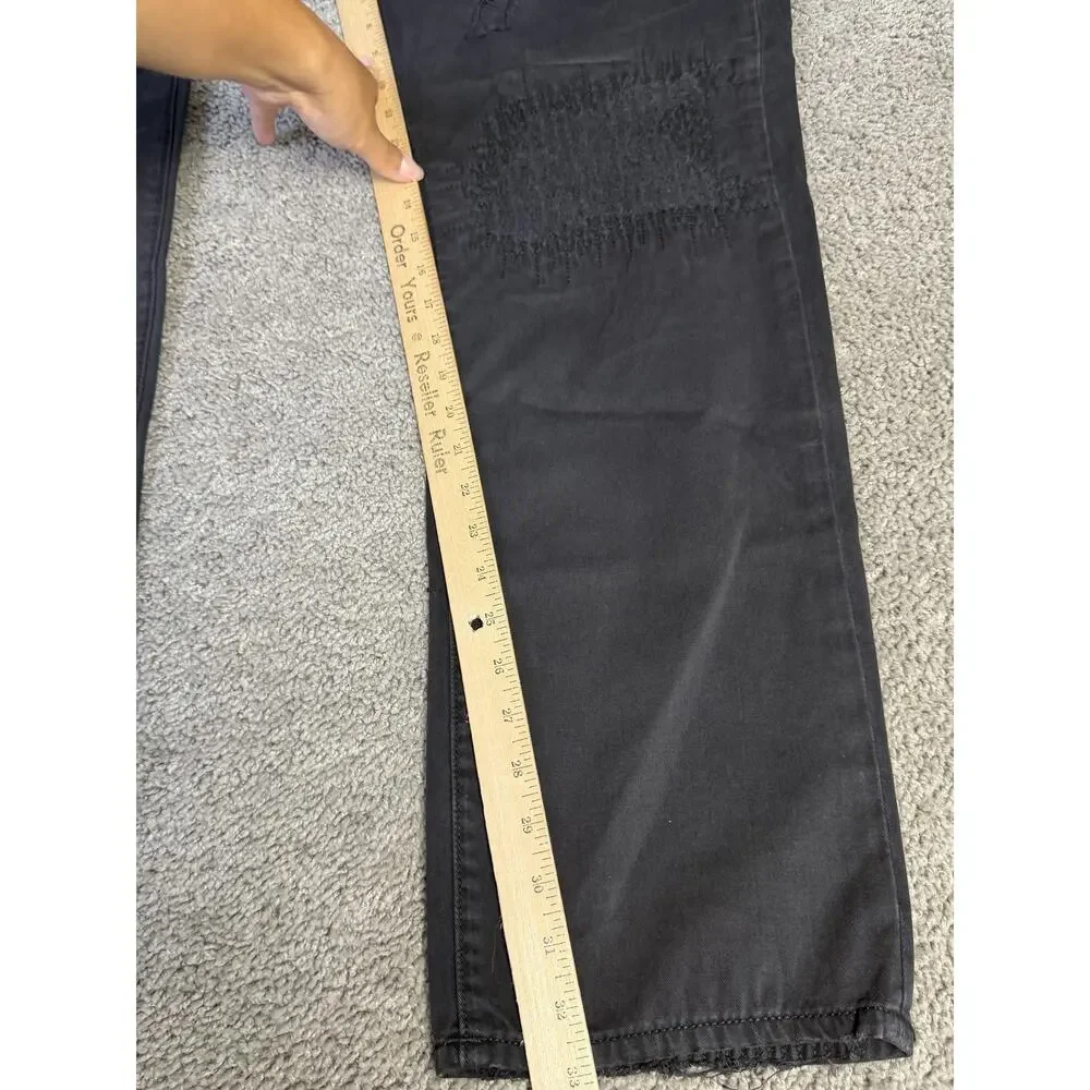 True Religion Jeans Mens 40x33 Black Geno Relaxed Straight Distressed Pockets